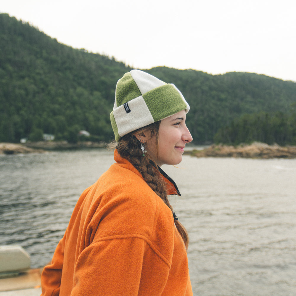 Tuque roulée en polaire surcyclée - Longue