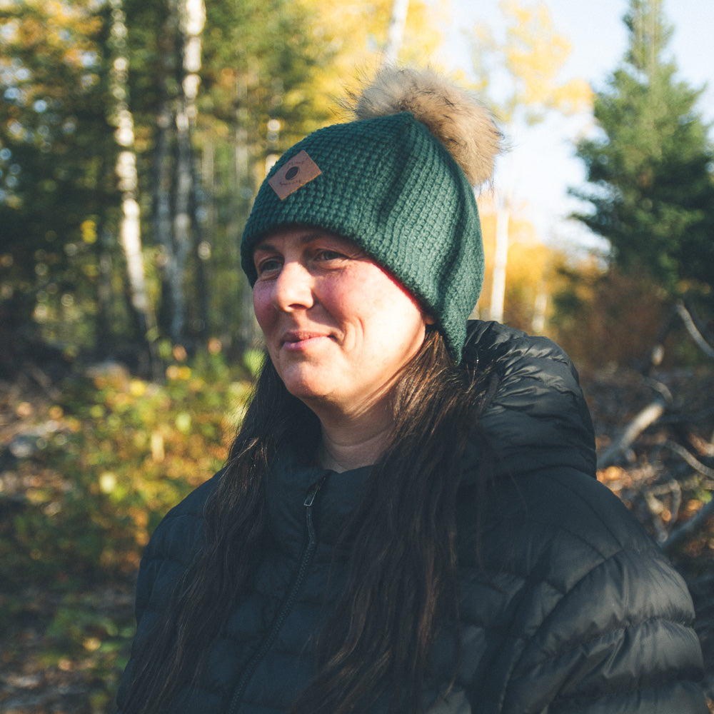 Tuque doublée de polar surcyclée - Avec pompon