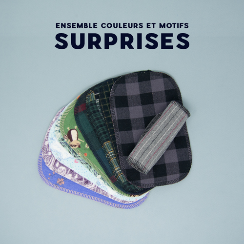 Papiers de toilette lavables surcyclés - Ensemble de 10 aux motifs et couleurs surprises