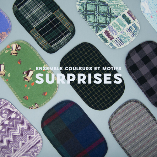 Papiers de toilette lavables surcyclés - Ensemble de 10 aux motifs et couleurs surprises